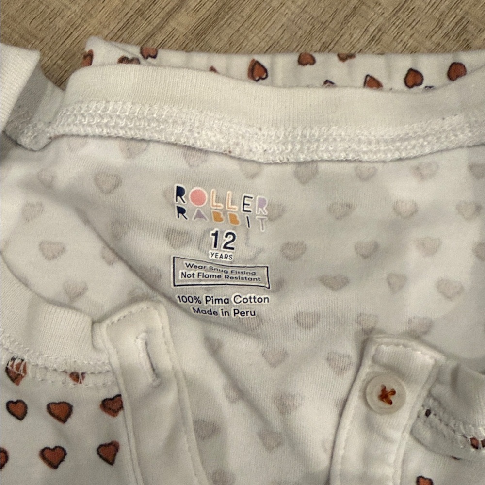 Roller Rabbit White Henley Top with Rust Heart Texas Print With Matching Pants - Picture 2 of 3